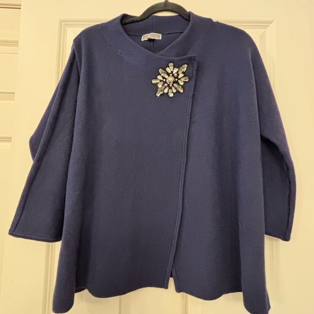 JM Collection Wrap-Front Brooch Cardigan
